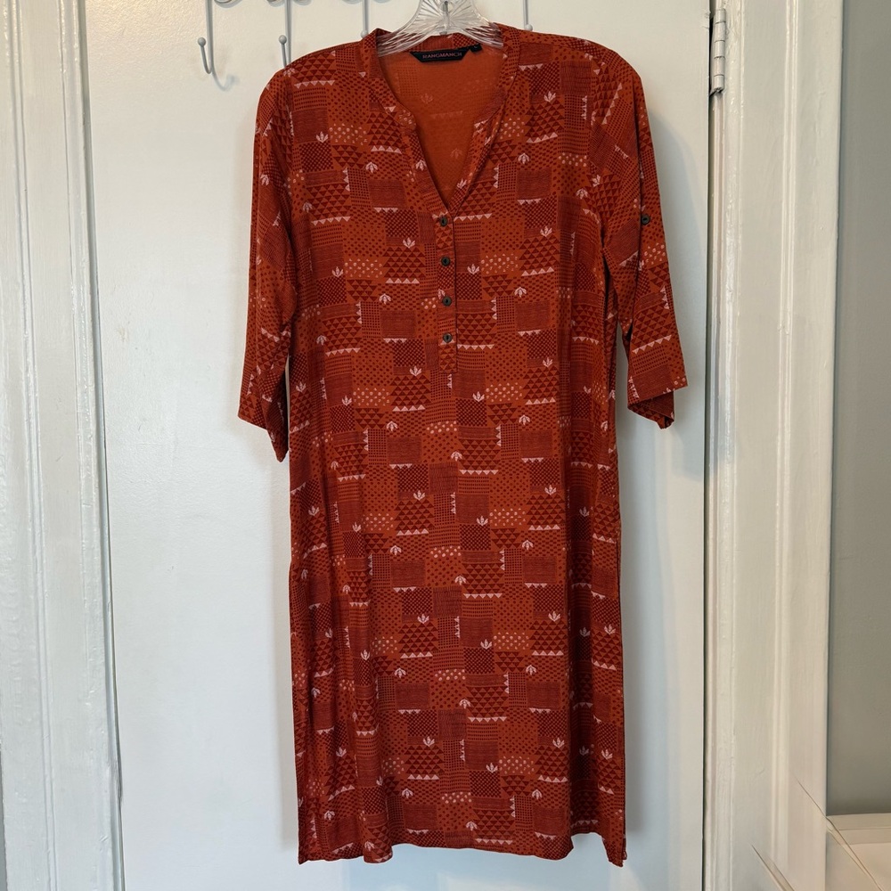Women’s Midi Shirt Dress in Rust Red